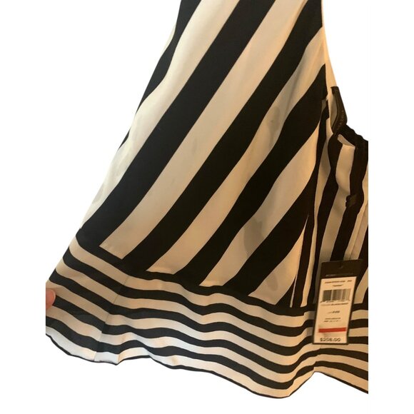 BCBGMAXAZRIA Black + White Striped Dana Open-Back Silk Tank Blouse NWT Size XXS - Picture 6 of 7